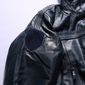 Winter Superior Quality <span class=keywords><strong>Pilot</strong></span> Echtes Leder Fell Blauer Mantel Unisex Plus Size Nerz Pelz kragen Ziege Lederjacke - Product Image 4