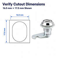 Serrure à came centrale DG-DELER MS604 en alliage de zinc, à quart de tour, cylindre ANSI Grade 1, chromé brillant, entraxe 38 mm, 2 clés