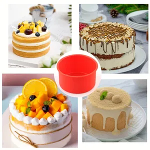 4 Inch Non-Stick Siliconen Bakvormen Cakevorm Cupcake Mallen Voor Verjaardags-En Kerstfeestjes Voor Bakgereedschap - Product Image 4