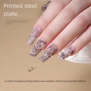 Placa de estampado de uñas de acero con adhesivo de transferencia, con patrón de mariposa impreso para peinados, plantilla de uñas francesas, estampado de arte de uñas - Product Image 3