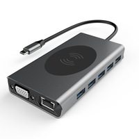 Hub USB-C de haute qualité en gros, station d'accueil 14-en-1 Type-C avec HDMI 4K + VGA 1080p et hub USB-C pour ordinateur portable