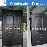 Porte française en acier extérieure moderne, porte double pare-balles pour la maison