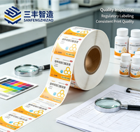 Étiquettes en papier autocollantes imprimées sur mesure Sanfeng Intelligent Manufacturing, résistantes à l'eau, en rouleau de papier couché, noyau de 50 mm