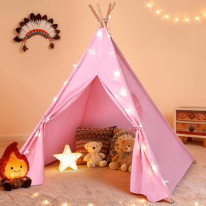 Tente <span class=keywords><strong>tipi</strong></span> indienne en tissu de coton <span class=keywords><strong>rose</strong></span> de luxe, tente de jeu intérieure pour enfants, tente de camping pliable pour enfants, cadeaux pour bébés - Product Image 1
