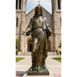 Sculpture en bronze géante personnalisée de Jésus Redresseur méditant pour décoration extérieure de jardin d'église, statue de méditation de Jésus-Christ - Product Image 2