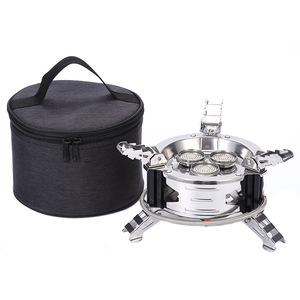 Outdoor Three Burner Stove Portable Split Type Windproof High Heat <b>Camping</b> Picnic Silver 3-5L With Ignition Device - Product Image 2