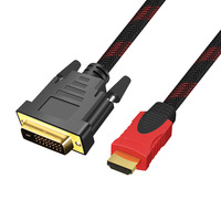 Câble HDMI vers DVI mâle vers mâle Support de tresse en nylon 1080P câble adaptateur haute vitesse plaqué or HDMI mâle HDMI vers DVI-D