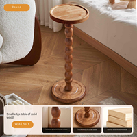 Table d'appoint vintage en bois massif, mini table d'appoint mobile, table de chevet de luxe légère pour porte-bougie