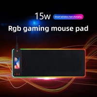 Tapis de souris sans fil lumineux RGB extra large 15W, personnalisé, rectangulaire, en tissu, pour clavier de jeu, épaisseur 4 mm, en stock