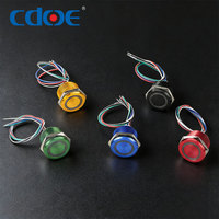 Bouton-poussoir IP65, course courte, anneau LED RGB, métal noir, étanche, avec fil, pour commande de robot de transport ferrovia