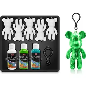 Teddy Giant White Solid Ceramic Art Set Diy Arylic Violent Acrylic Poring 3D Bear Fluid Paint