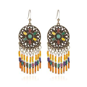 Boucles d'oreilles pendantes longues à pampilles en alliage, style ethnique bohème <span class=keywords><strong>pour</strong></span> femmes, idéales <span class=keywords><strong>pour</strong></span> les voyages et la photographie en Europe et en Amérique - Product Image 5