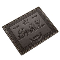 Autocollant adhésif en cuir PU texturé de luxe personnalisé avec logo en relief, impression CMYK, patch personnalisé, accessoires vestimentaires (personnalisé)