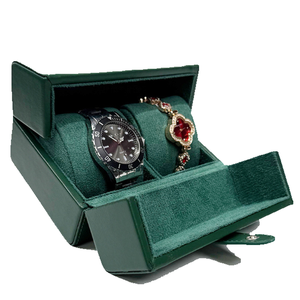 Boîte de rangement pour montres et bijoux en cuir PU et velours avec fermeture à pression, personnalisable avec logo, pour organiser les bracelets et ranger les montres - Product Image 4