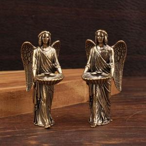 Figurine d'ange en laiton, sculpture de personnage, ornement d'ange gardien avec ailes, 1 pièce - Product Image 1