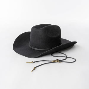 Chapeau de <span class=keywords><strong>cowboy</strong></span> en feutre de laine 100% avec <span class=keywords><strong>ficelle</strong></span> attachée Chapeau en feutre unisexe à large bord OEM personnalisé disponible - Product Image 6