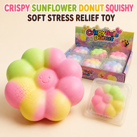Jouet Squishy Croustillant Tournesol Arc-en-ciel en Forme d'Anneau Sonore, Jouets Anti-stress à Presser, Cadeau, Lot de 12 Pièces