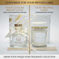 Ensemble cadeau de bougies parfumées et diffuseur à bâtonnets en marbre blanc de luxe avec feuille d'or, bougies en cire de soja personnalisables avec logo pour la décoration intérieure