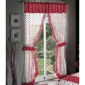 Juego de cortinas Queen Of Hearts, 2,15 m x 2,78 m, panel de encaje de algodón rojo y blanco, disfraz de competición - Product Image 3