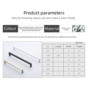Poignées de meuble carrées modernes en aluminium noir mat et or, tirants d'angle pour tiroirs et armoires, quincaillerie de meuble, vente en gros d'usine - Product Image 2
