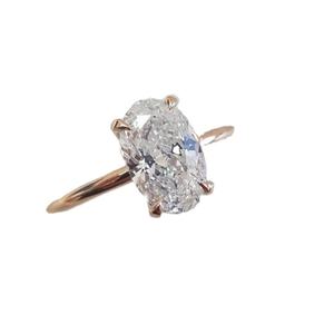 Anillo de Diamante Moissanite Ovalado de 2 Quilates, Clásico, de 4 Puntas, Personalizado, de Oro Blanco de 18 Quilates, Oro Amarillo, Joyería Fina, Anillo de Compromiso - Product Image 2