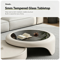 Table basse ronde moderne rétractable en verre trempé, fabriquée en Chine, pour la maison, le salon