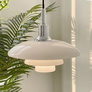 Lampe suspendue vintage en verre Rh, blanche, moderne, pour chambre à coucher, salle à manger - Product Image 1