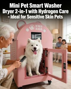 Machine <span class=keywords><strong>de</strong></span> toilettage intelligente Grey Ear pour chiens/chats, écran tactile LCD, 2-<span class=keywords><strong>en</strong></span>-1 lavage/séchage, thérapie à l'hydrogène, homologuée UE/US, universelle - Product Image 4