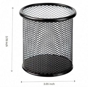 Porte-stylos en métal, organiseur de bureau en maille, porte-crayons rond - Product Image 3