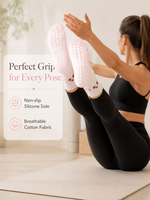 Chaussettes de yoga antidérapantes personnalisées avec logo pour femmes, avec volants et détail de revers - Chaussettes de fitness Pilates respirantes à séchage rapide