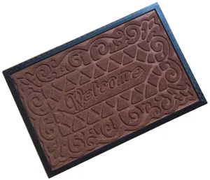 Paillasson - Dos en caoutchouc avec fibres de polypropylène, paillasson d'entrée en caoutchouc gaufré pour usage domestique, intérieur et extérieur - Product Image 1