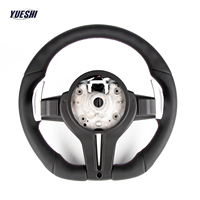Volant de voiture modifié en cuir à 3 branches avec boutons argentés pour BMW Série 5/7 E90-E93/E70-E71/E12/E53/E89/E84/E81/E87/E82/E88