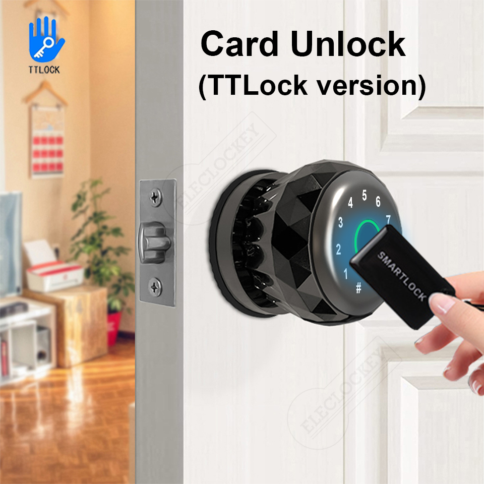 Tuya TTLock Aluminum Alloy Smart Door Knob Ball Lock Biometric Fingerprint Rfid Card Password with Key Entry Interior Door Lock · image 3