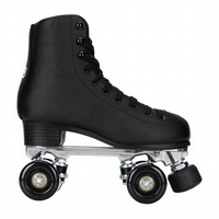 Patins à roulettes classiques noirs RS, élégants patins à roulettes quad pour la récréation des adultes