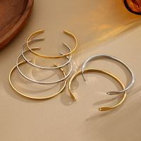 Bracelet DIY en acier inoxydable Yiwu Aceon Velle, fin, martelé, poli, brossé, largeur 3 mm, empilable, avec trou pour chaîne