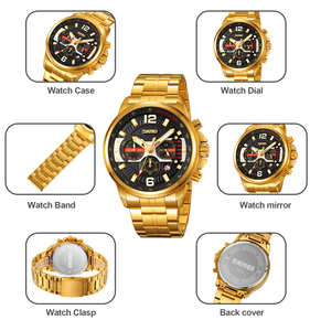 Men's Stylish Fashion Quartz <b>Watch</b> Waterproof 22mm Band Customized Logo Stainless Steel Strap Glass Dial Window Pointer Alloy - Product Image 5