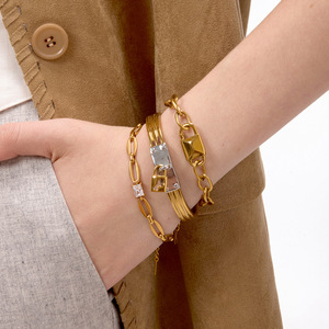 Original Lock Jewelry Series <b>Set</b> <b>Bracelet</b> Gold Silver Tone Unisex Gift Fashion Licensed Private Label - Product Image 4