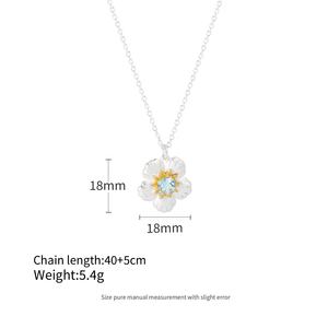 Personnalisé <span class=keywords><strong>en</strong></span> gros bijoux fins femmes 925 argent brossé naturel topaze bleue diamant fleur <span class=keywords><strong>en</strong></span> forme de collier pendentif pour les femmes - Product Image 3