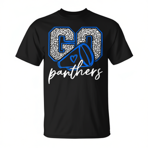 Camiseta Go Panthers Cheer, diseño de espíritu escolar, regreso a clases, color negro - Product Image 2