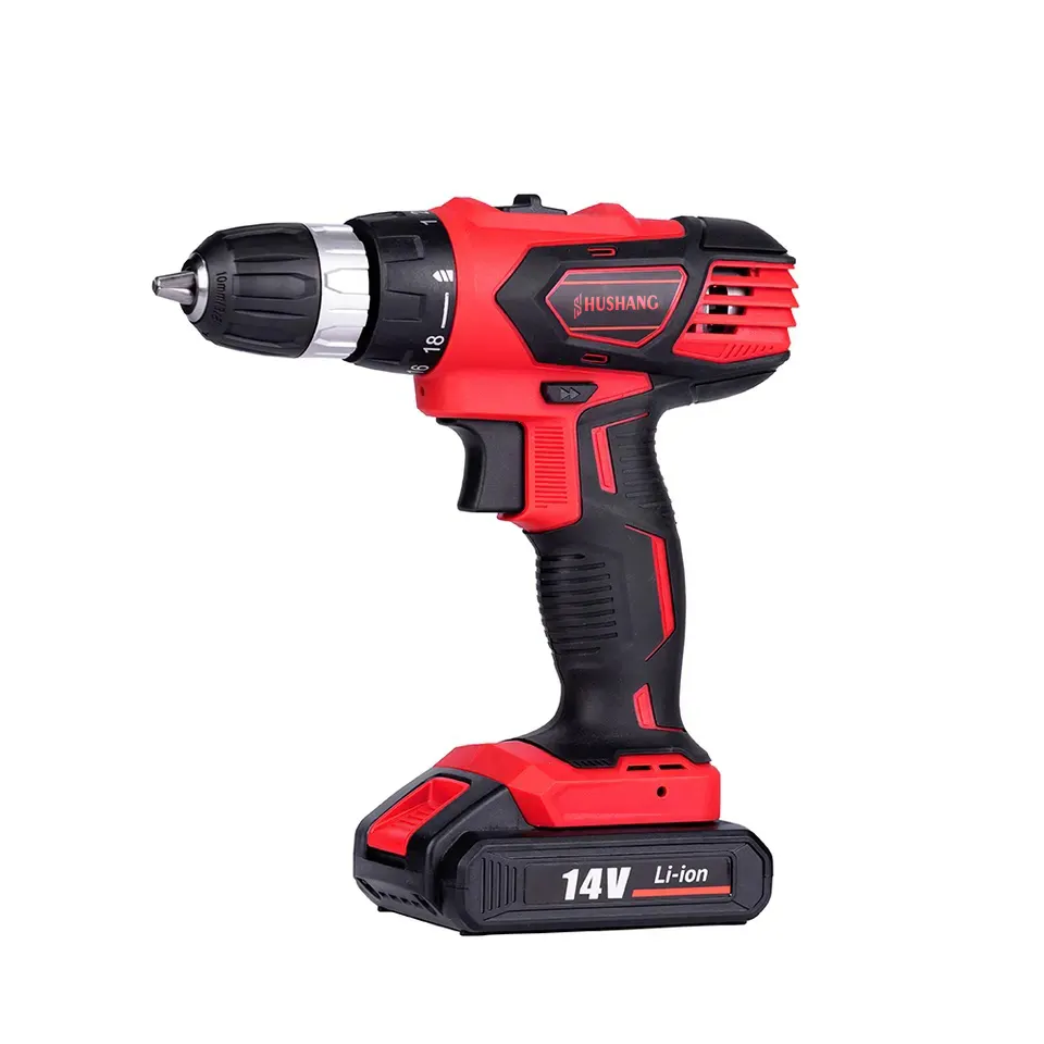 Small 14V Hand Wireless Li-ion Battery Powered Machine Lithium Electric Drill Set Cordless Screwdriver Drill With Two Batteries