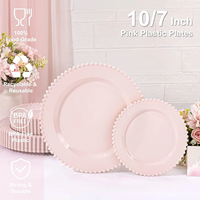 Assiettes jetables en plastique rose écologiques, modernes et résistantes, à motifs perlés, pour la fête des mères, les baby showers et les mariages