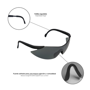 Occhiali di Sicurezza EN166 con Aste Regolabili Grigie - Product Image 4