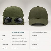 Topi Baseball Katun Vintage Dengan Kacamata Terintegrasi, Topi Pilot Aviator Retro, Kacamata Dapat Dilepas, Topi Snapback, Topi Fashion