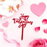 Magnifiques décorations de gâteau en forme de cœur en acrylique à double couche avec impression UV pour la Saint-Valentin, 10 cm, pour adultes