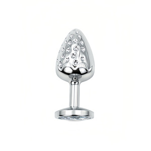 Juego de Tapones Anales de Lujo de Aleación de Aluminio Plateado, 3 Tamaños, Tapón Anal de Fresa con Diamantes de Imitación, Juguetes Sexuales Metálicos con Joyas para Hombres y Mujeres - Product Image 6