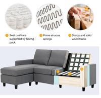 Sofá Cama Moderno en Forma de L, Color Gris Claro, con Compartimentos de Almacenamiento Dobles, Tapizado en Terciopelo, Diseño Compacto, Ideal para Apartamentos Pequeños y Espacios para Invitados, con Certificación BSCI