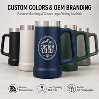 Mug isotherme en acier inoxydable de 20 oz avec poignée, double paroi, revêtement en poudre, logo personnalisé, OEM, tasse de bureau pour cadeaux