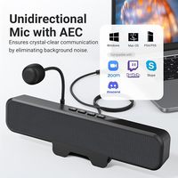 Haut-parleurs d'ordinateur avec microphone pour PC de bureau, haut-parleurs USB pour moniteur avec clip, barre de son filaire pour ordinateur portable, stéréo, basses PC