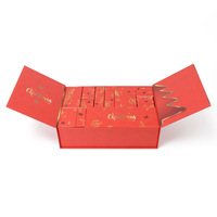 Boîte à bijoux calendrier luxueux rouge personnalisé pour cadeau de Noël