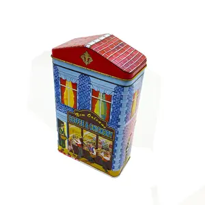 Food Grade House Shaped Metal Christmas Gift Tin For Chocolate Empty Chocolate Metal Box